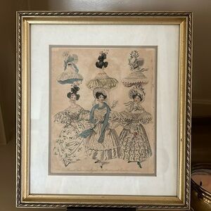 Antique Women’s Evening Dressed Framed Art 1831
